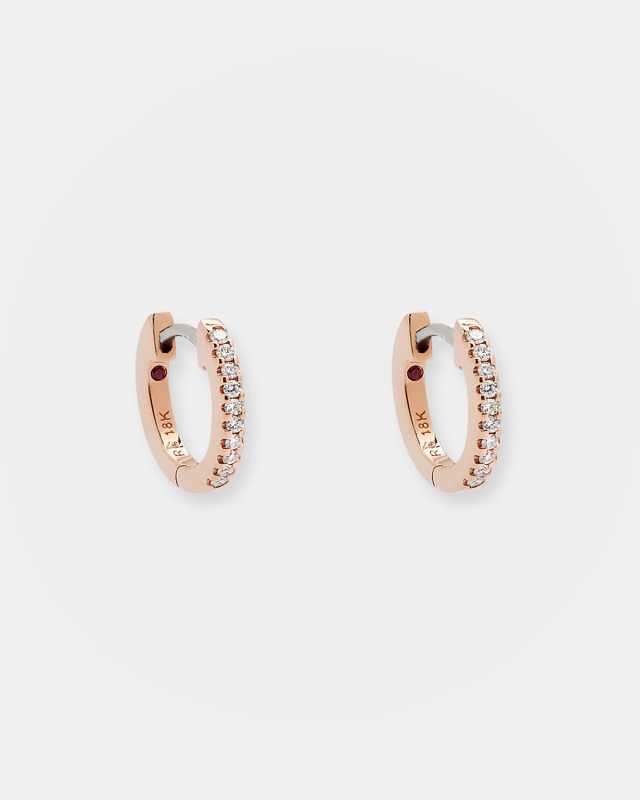 18K Gold Micro Diamond Hoop Earrings